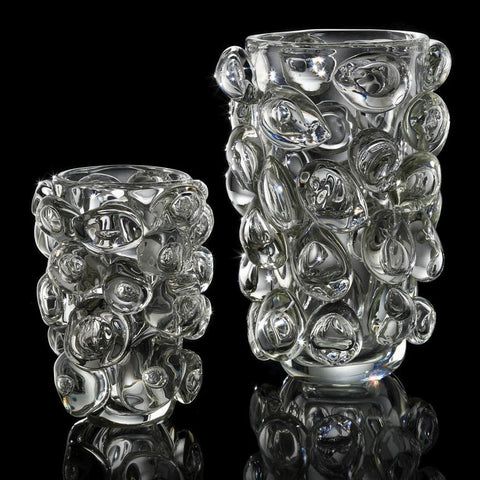 Large clear Murano glass vase with bubble design