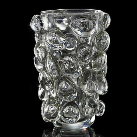 Large clear Murano glass vase with bubble design