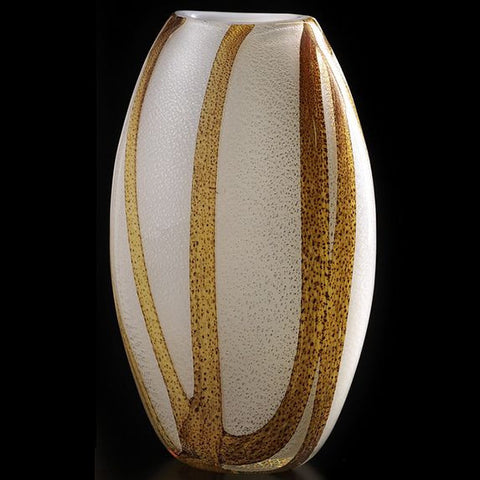 Medium white Murano glass vase with gorgeous bamboo design