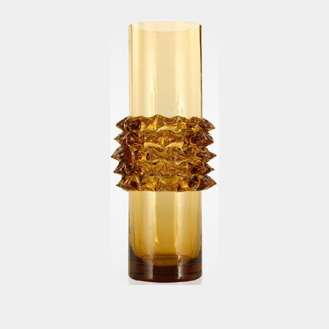 Smoky quartz Venetian glass flower vase with prism decoration