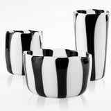 Stylish black and white bowl-shaped Murano glass vase