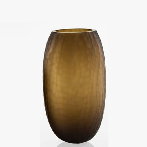 Tall coffee-coloured Murano glass flower vase