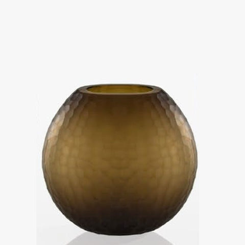 Small coffee-brown Murano glass vase with textured pattern
