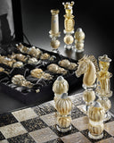Murano glass chess set infused with real gold