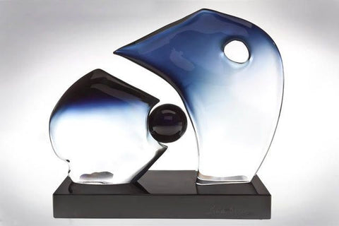Murano glass abstract 'bull fight' sculpture