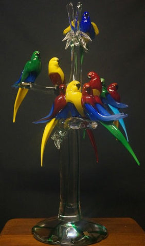Murano glass tree with 9 birds
